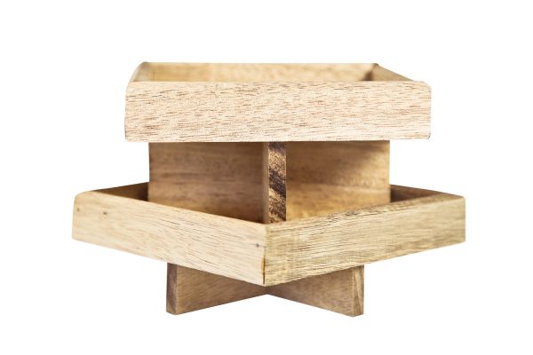 Set of 2 oak trays on stand