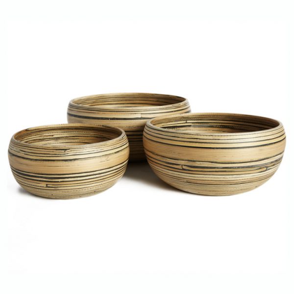 Q1 SALAD BOWL ROUND EDGE BAMBOO BLACK/NATURAL DIA19 H9/DIA23 H10,5/DIA26 H12CM SET/1+1+1 N° BVC002.1